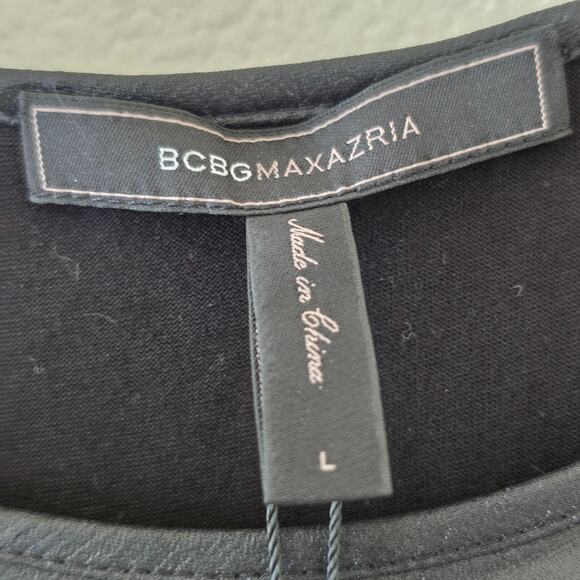 BCBGMAXAZRIA Elodie Black Asymmetrical Drape Top Women Size L Sleeveless Layered - Picture 5 of 10